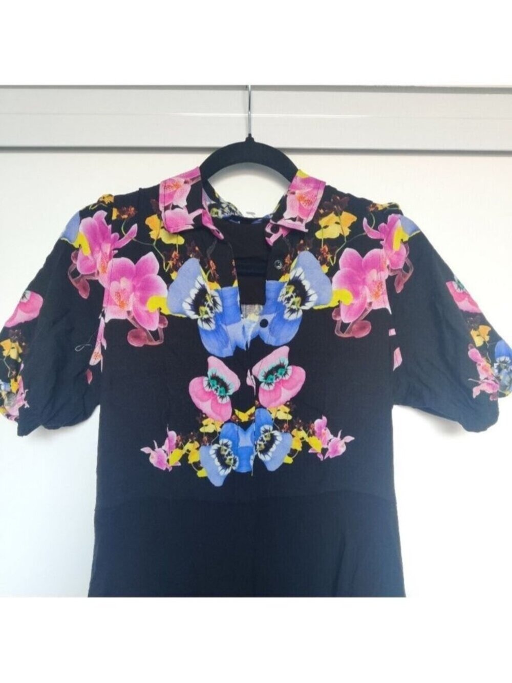 Desigual x Christian Lacroix Grenoble Floral Shirt Dress Black XS 0509 - Picture 5 of 9